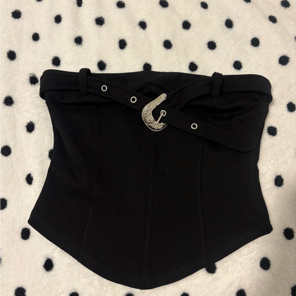 Windsor Black Corset with Silver Buckle